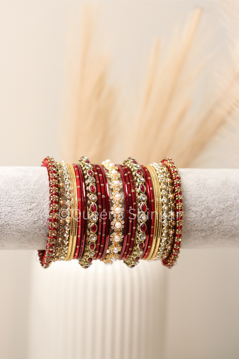 Crimson Cascade || Bangle Set