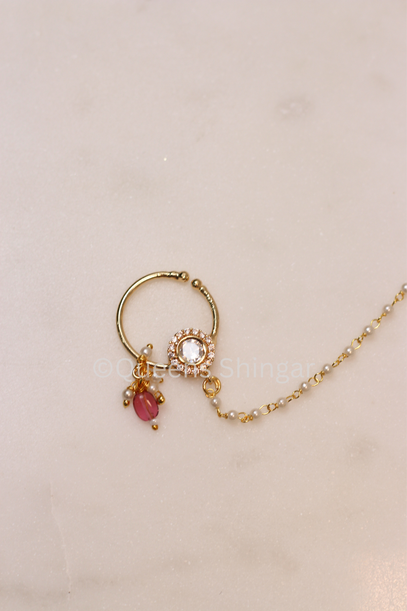 Small Ruby Bead || Kundan Nose Ring