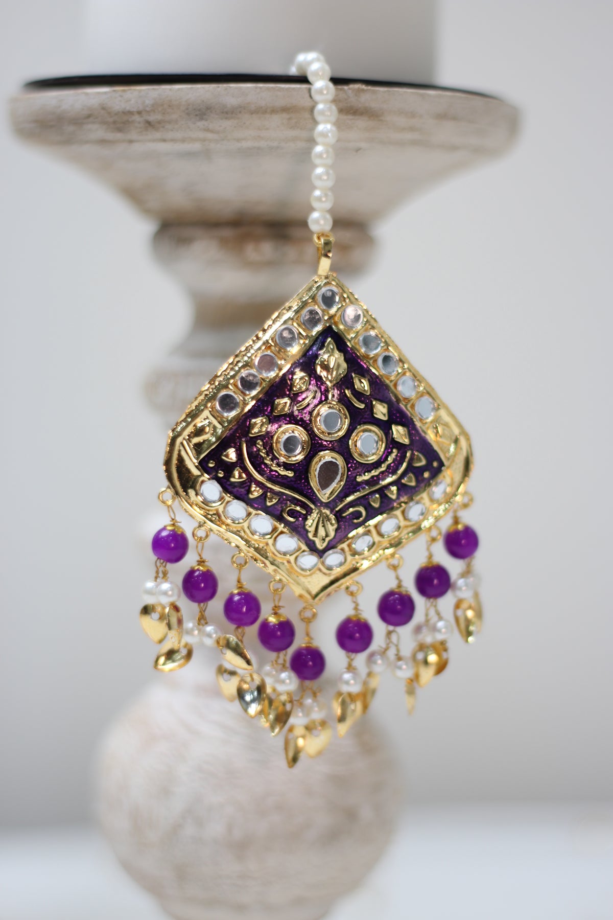 Simi || Purple Meenakari Earrings