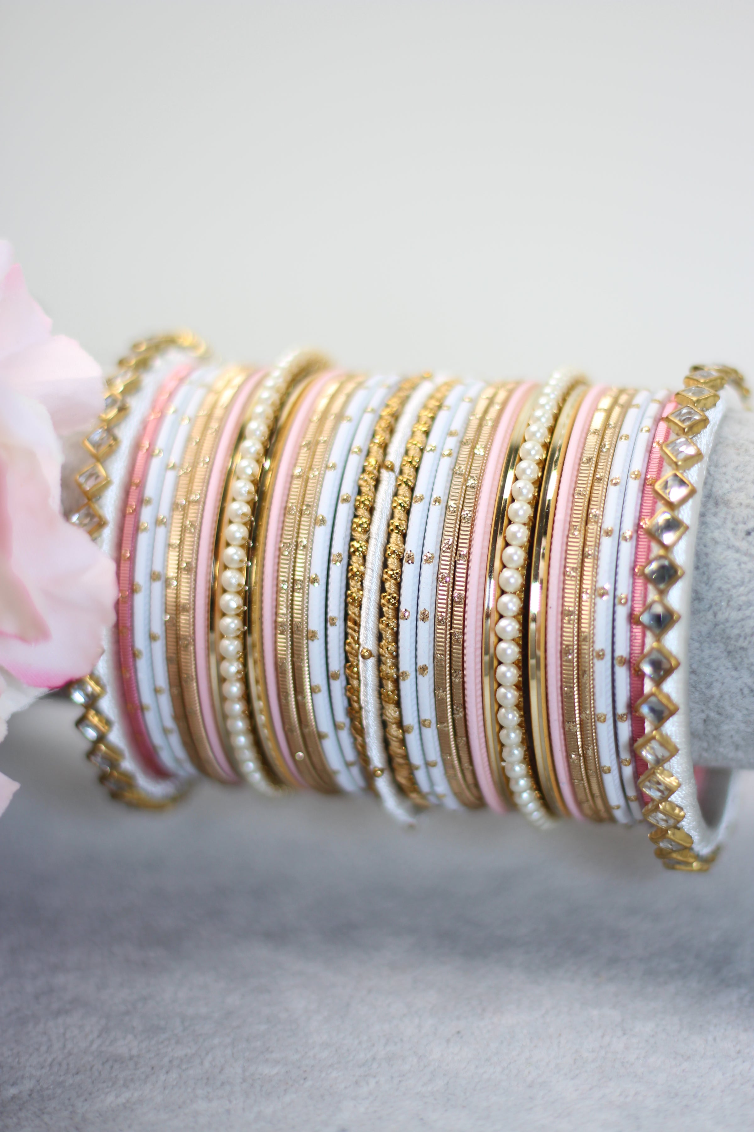 Pink/White || Bangle Set